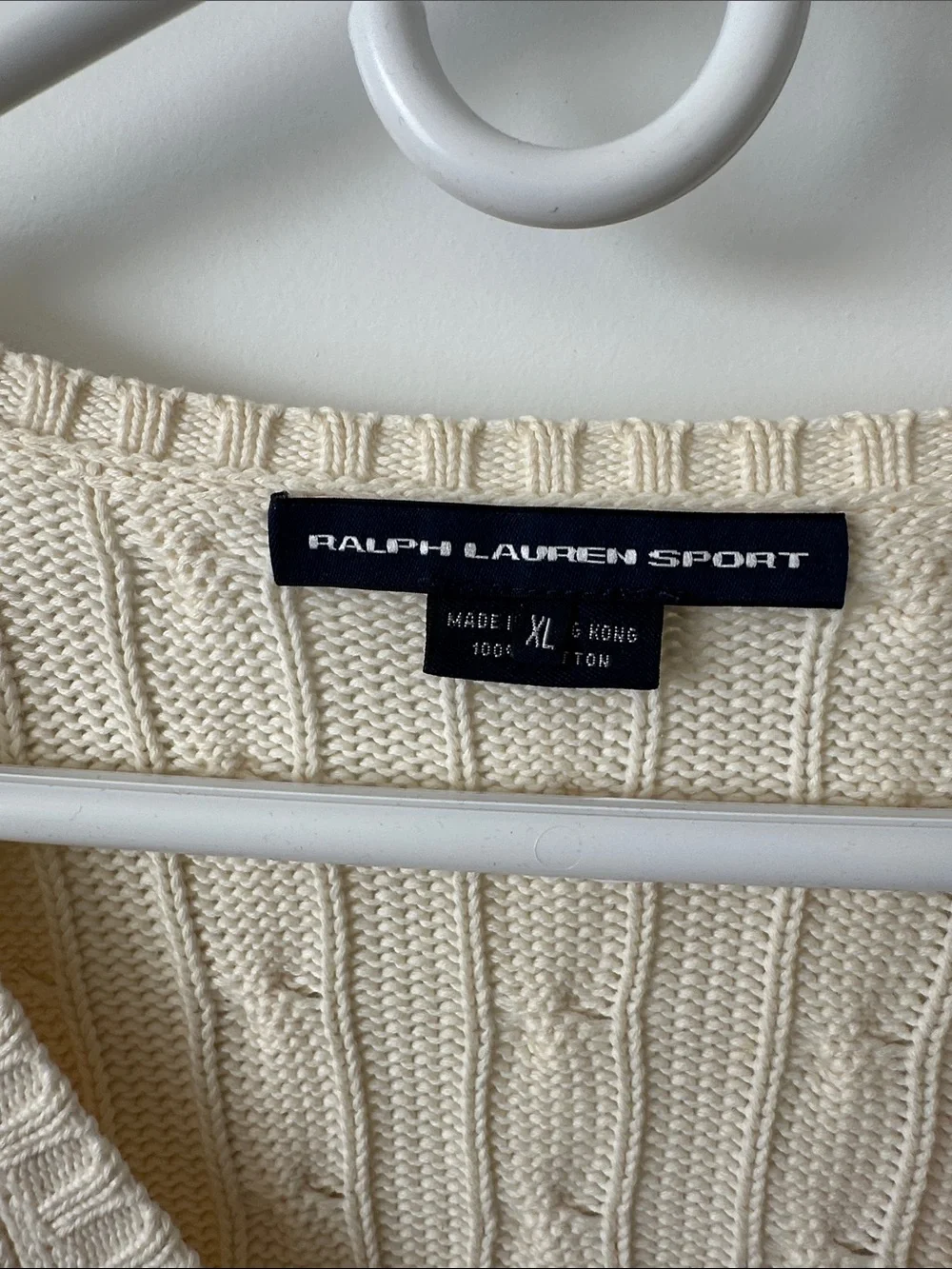 Ralph Lauren Cream Cable V-Neck Sweater - Picture 3 of 4